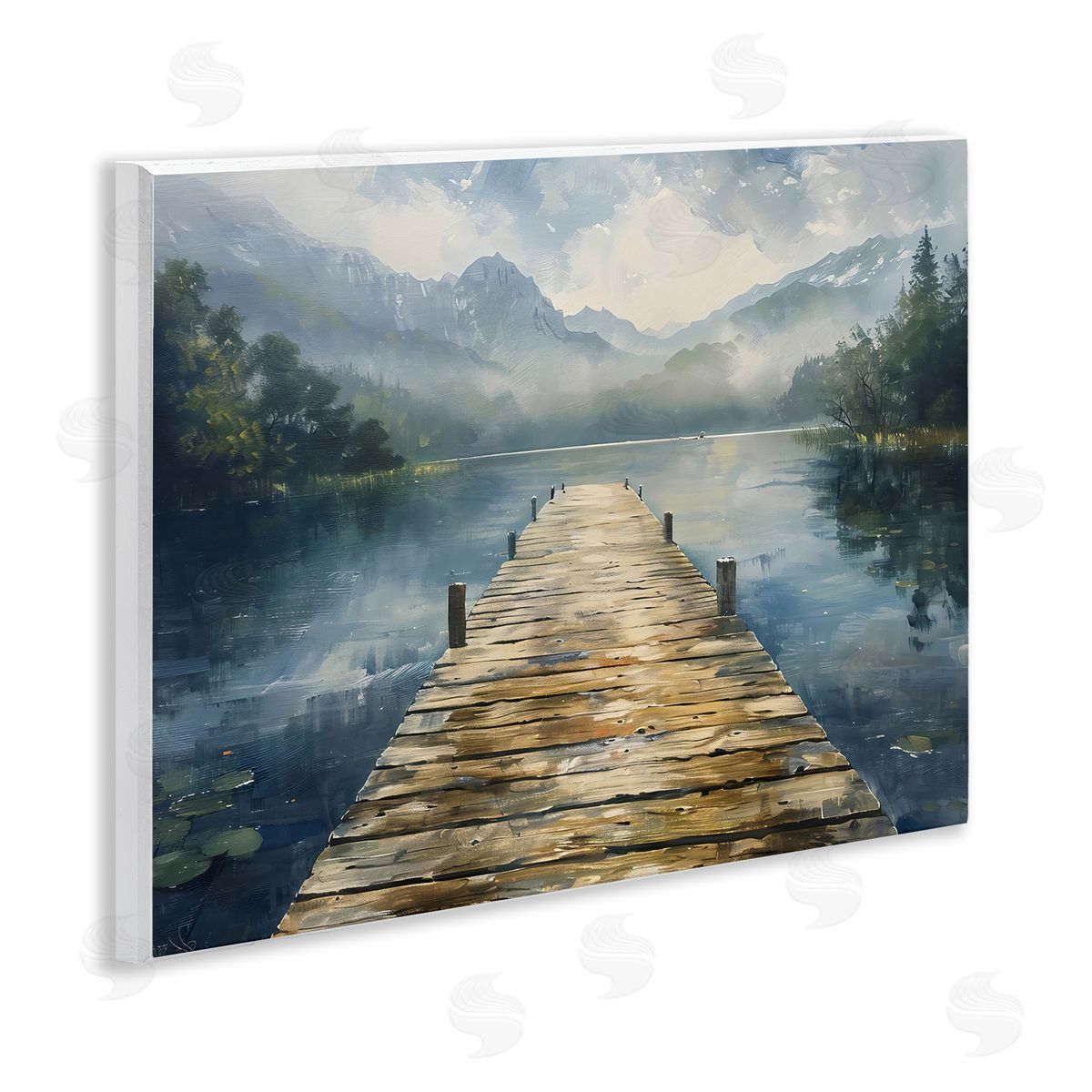 LSR Creative Studio Wooden Dock Over Lake Canvas Wall Art Print