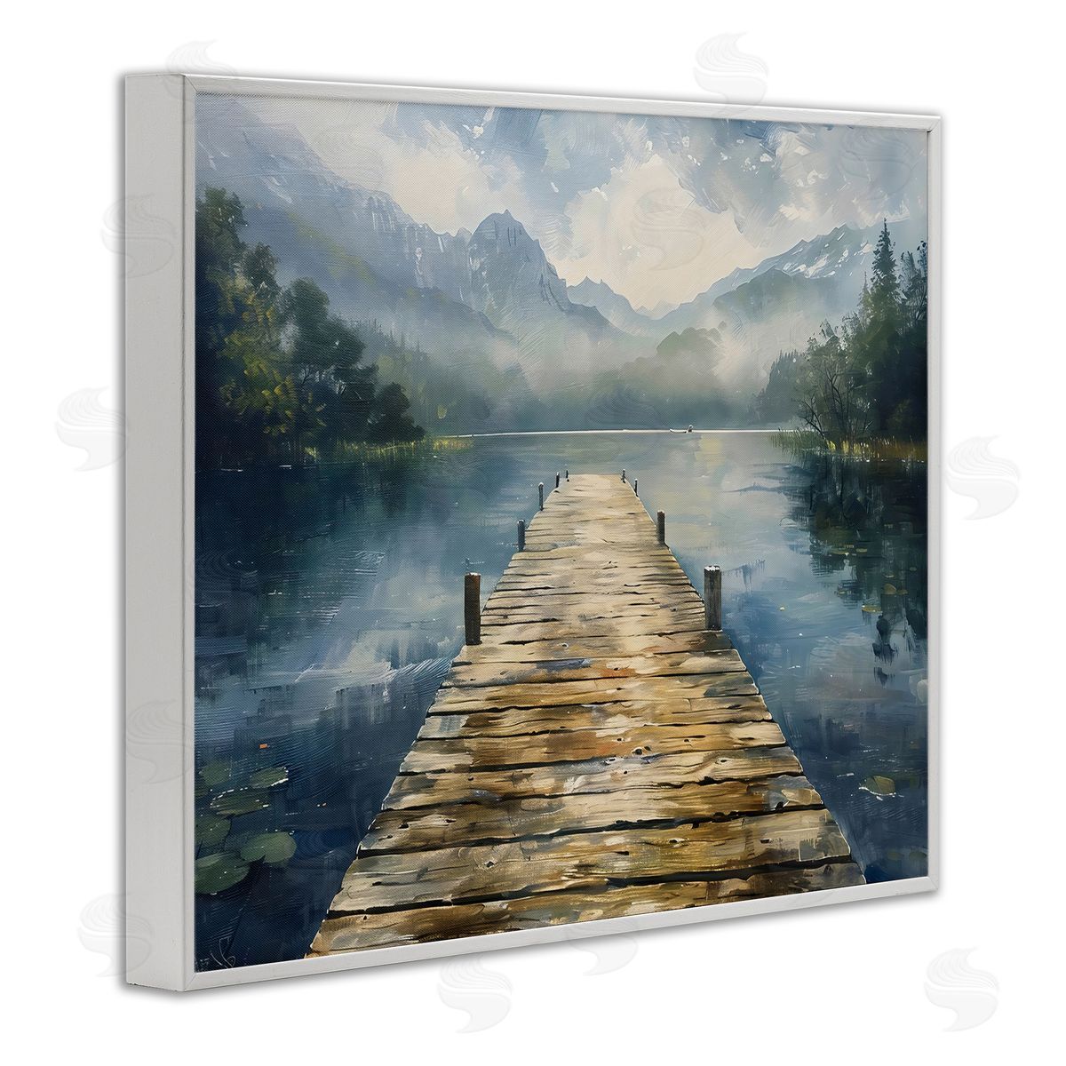 LSR Creative Studio Wooden Dock Over Lake Canvas Wall Art Print