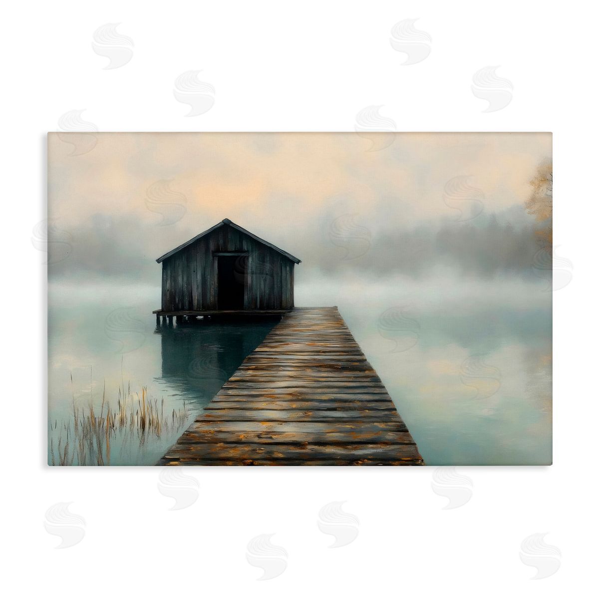 LSR Creative Studio Lakeside Boathouse Dock Canvas Wall Art Print