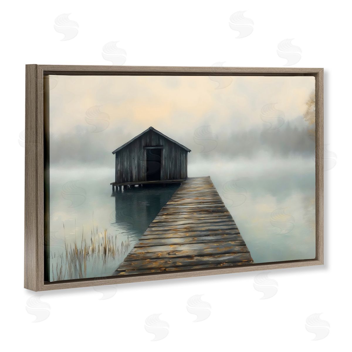 LSR Creative Studio Lakeside Boathouse Dock Canvas Wall Art Print