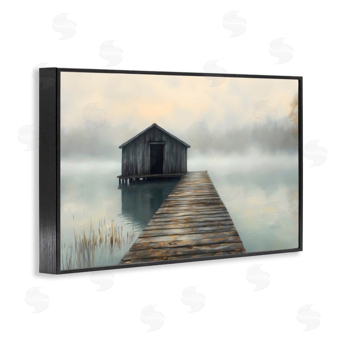 LSR Creative Studio Lakeside Boathouse Dock Canvas Wall Art Print