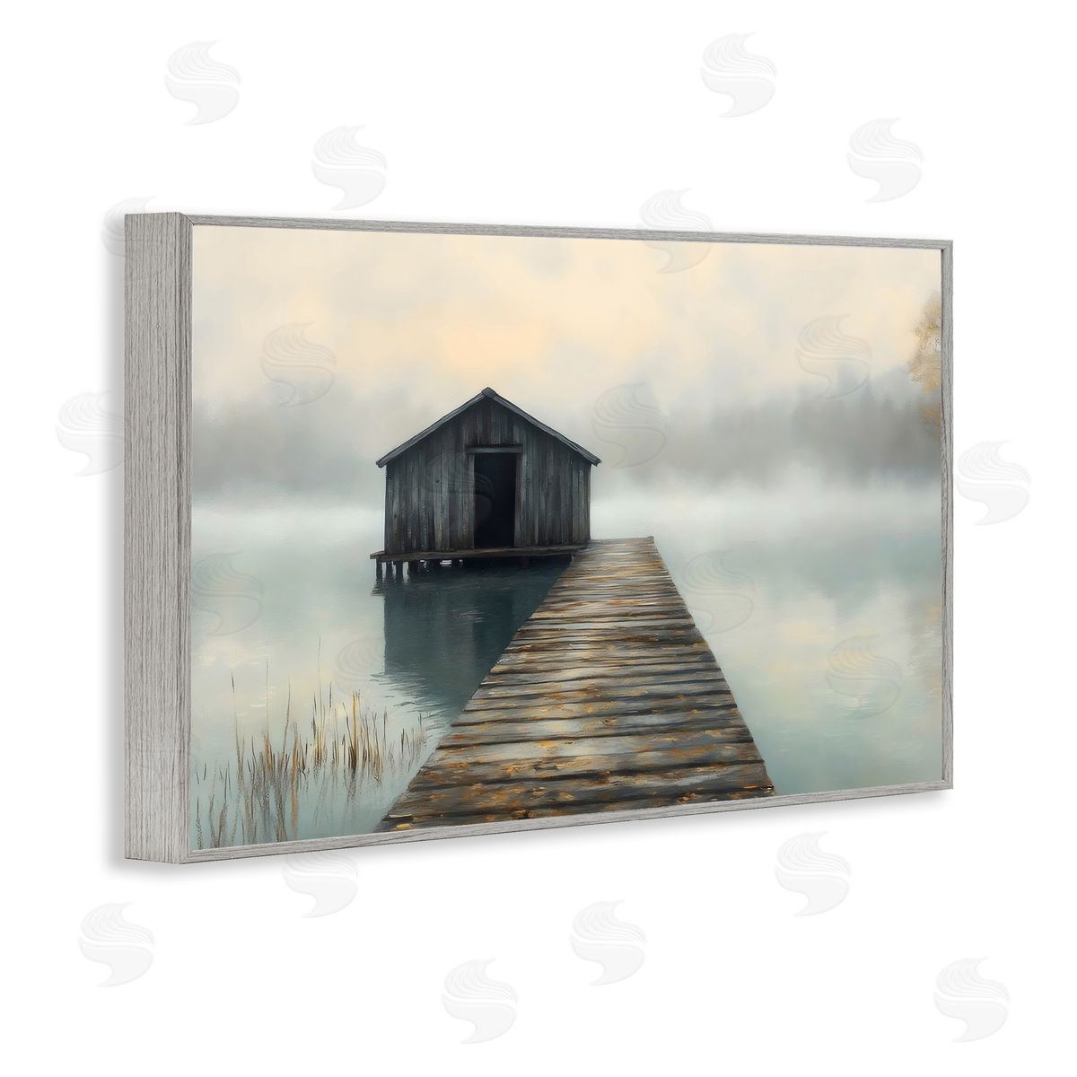 LSR Creative Studio Lakeside Boathouse Dock Canvas Wall Art Print