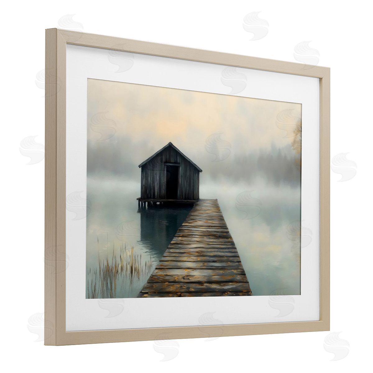 LSR Creative Studio Lakeside Boathouse Dock Canvas Wall Art Print