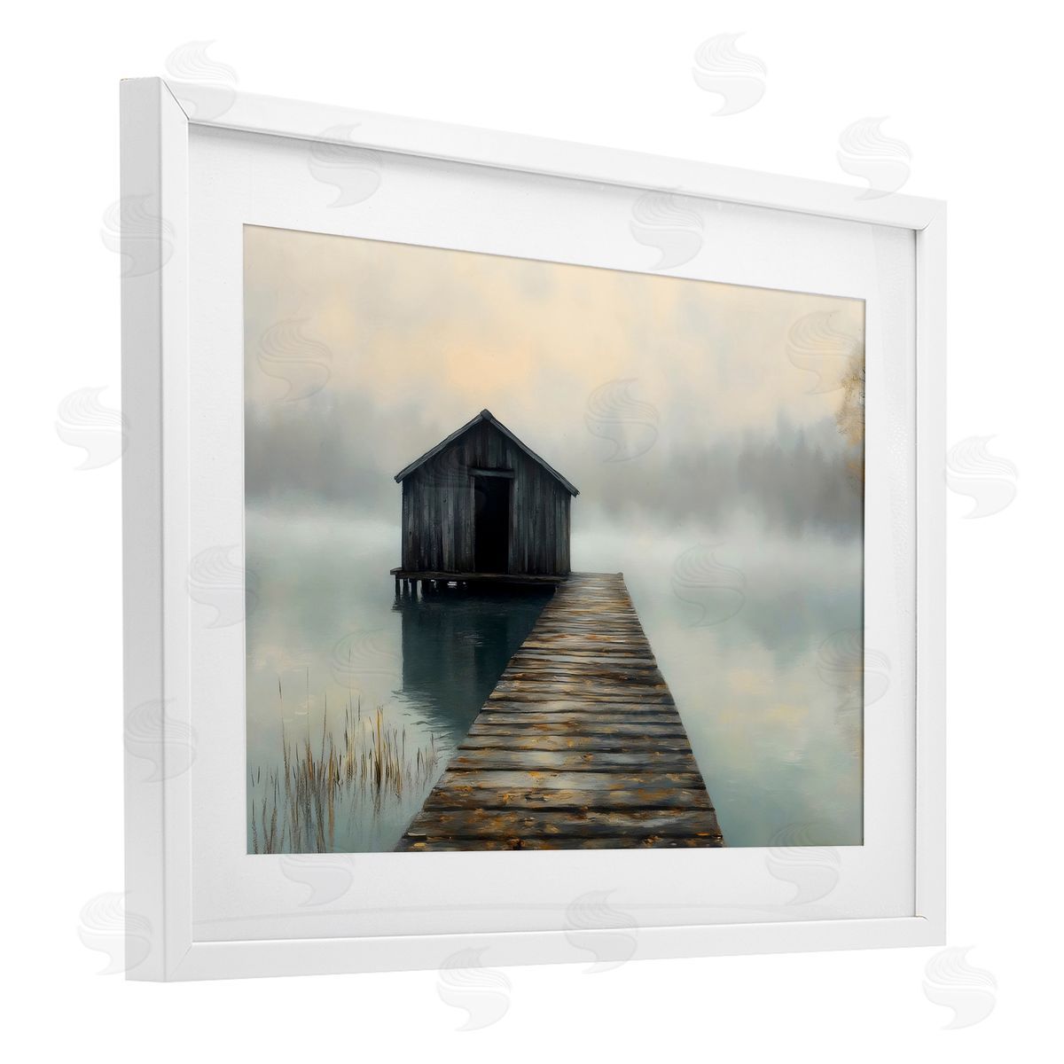 LSR Creative Studio Lakeside Boathouse Dock Canvas Wall Art Print