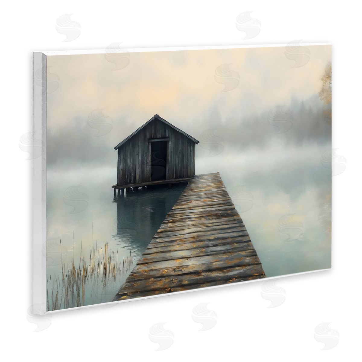 LSR Creative Studio Lakeside Boathouse Dock Canvas Wall Art Print