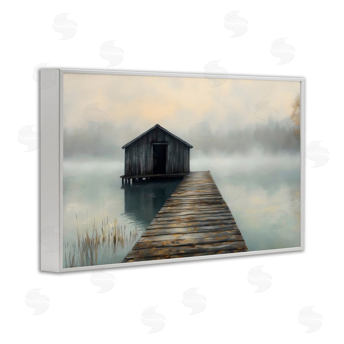 LSR Creative Studio Lakeside Boathouse Dock Canvas Wall Art Print