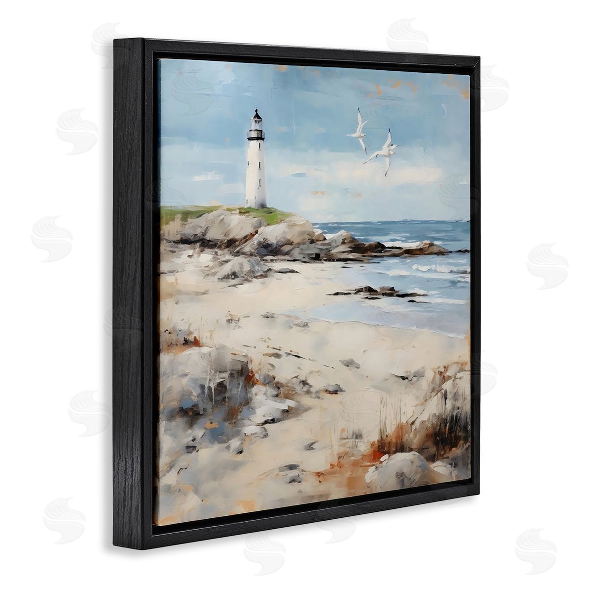 LSR Creative Studio Lighthouse On Rocky Shore Canvas Wall Art Print