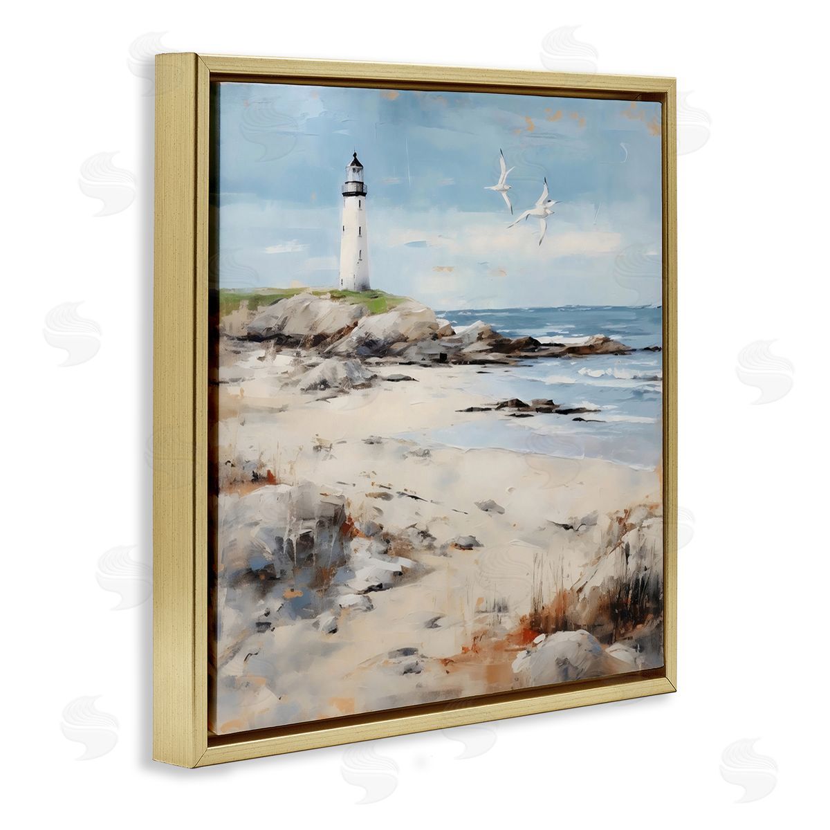LSR Creative Studio Lighthouse On Rocky Shore Canvas Wall Art Print