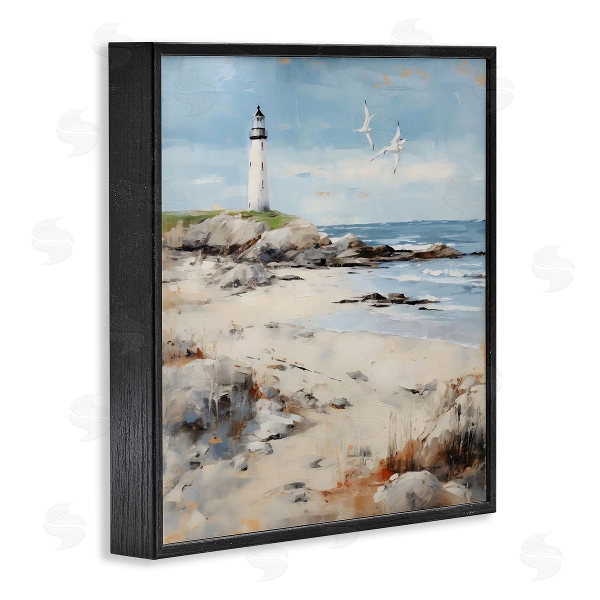 LSR Creative Studio Lighthouse On Rocky Shore Canvas Wall Art Print