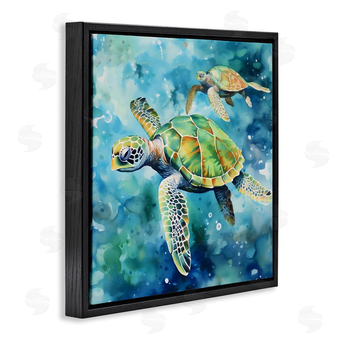 LSR Creative Studio Two Turtles Swimming Canvas Wall Art Print