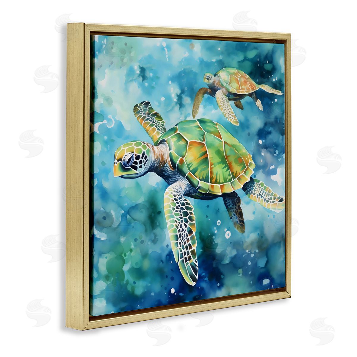 LSR Creative Studio Two Turtles Swimming Canvas Wall Art Print