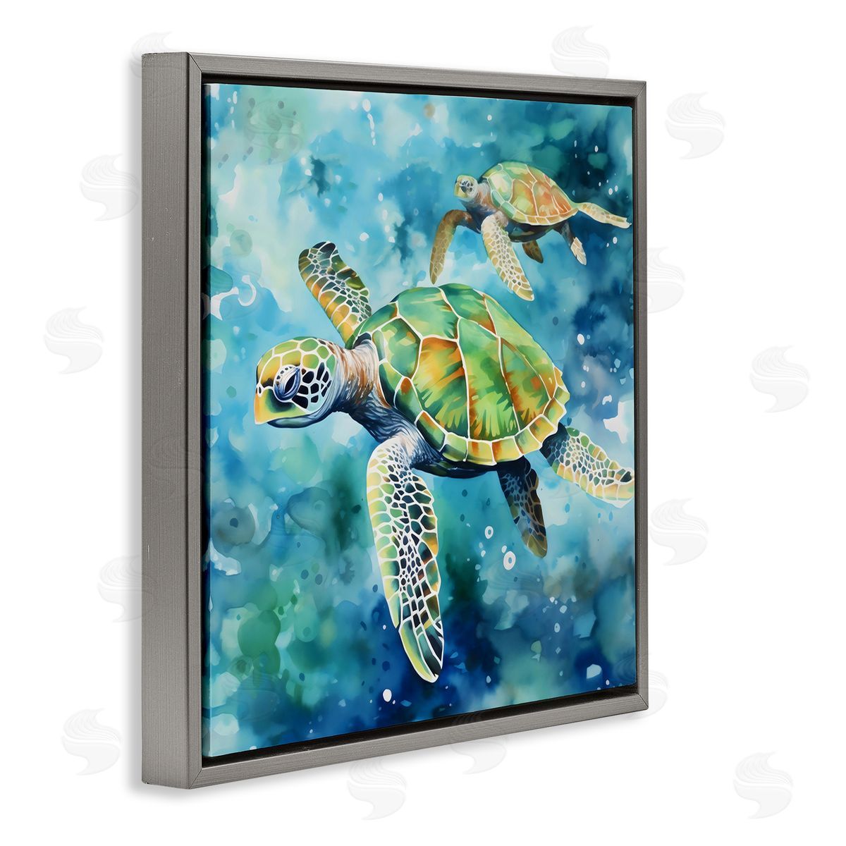 LSR Creative Studio Two Turtles Swimming Canvas Wall Art Print