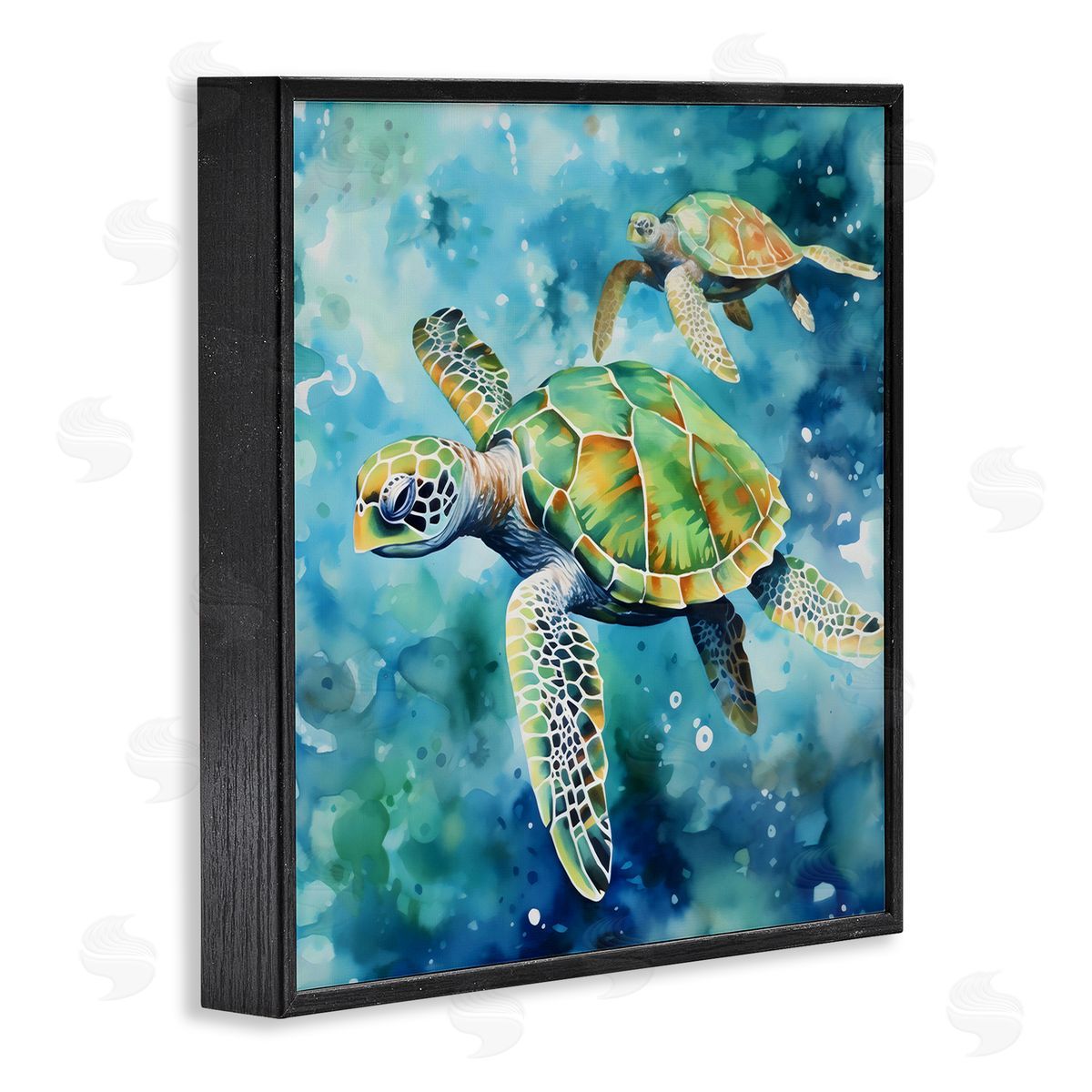LSR Creative Studio Two Turtles Swimming Canvas Wall Art Print