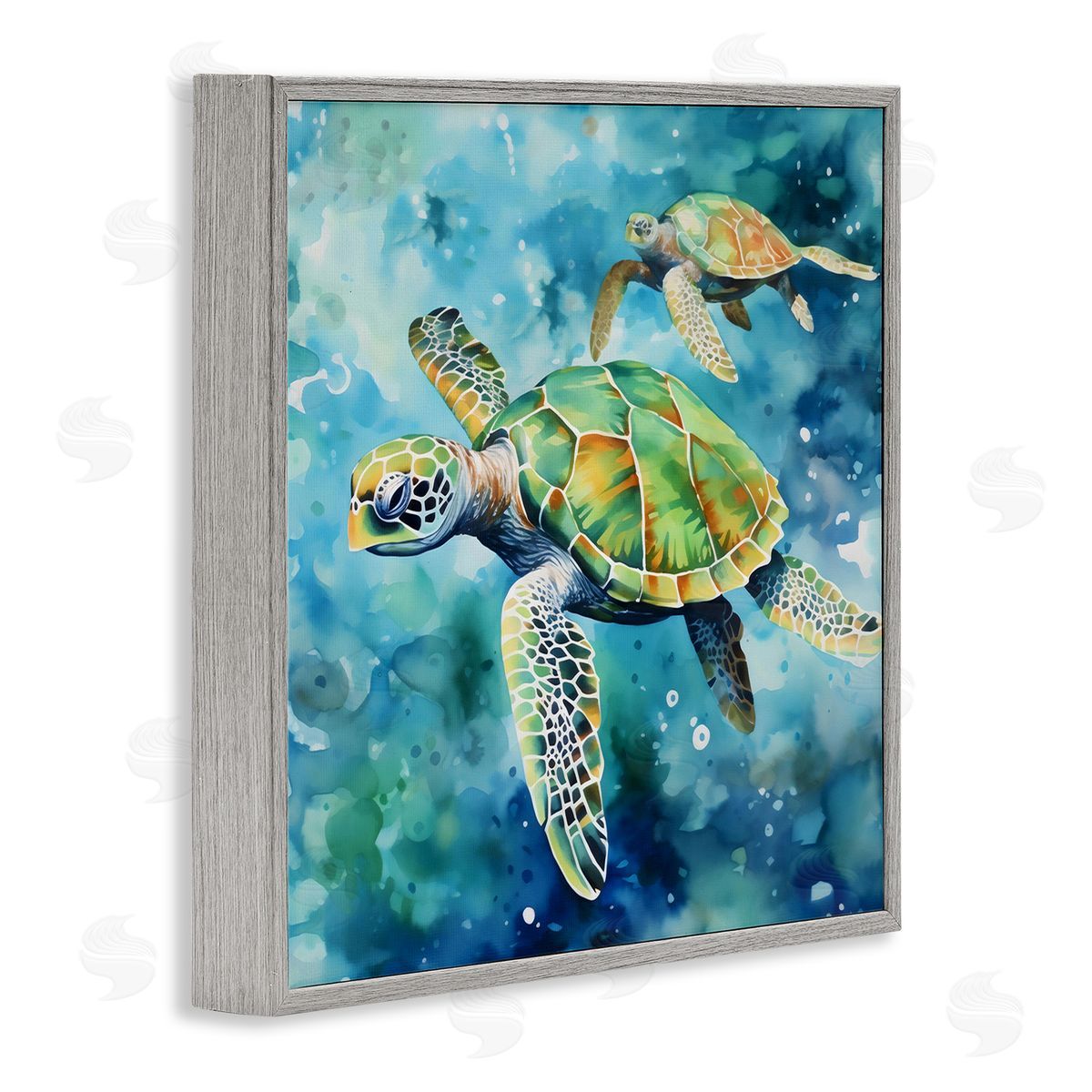 LSR Creative Studio Two Turtles Swimming Canvas Wall Art Print