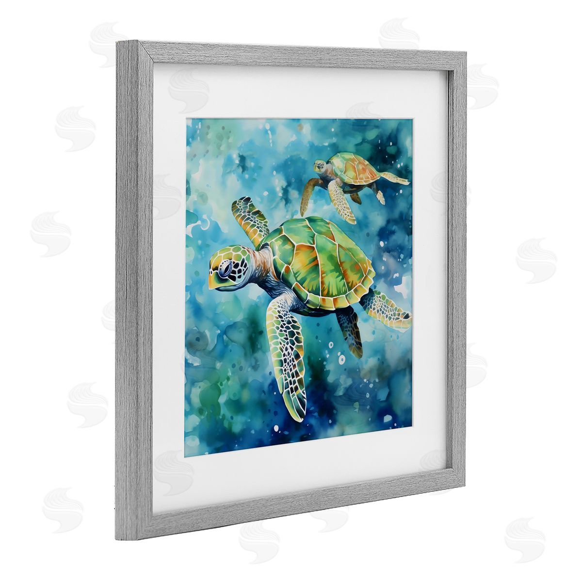LSR Creative Studio Two Turtles Swimming Canvas Wall Art Print