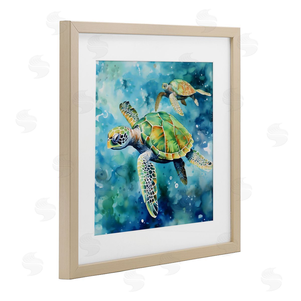 LSR Creative Studio Two Turtles Swimming Canvas Wall Art Print