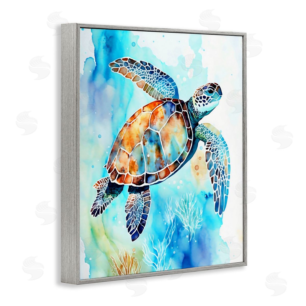 LSR Creative Studio Watercolor Style Sea Turtle Canvas Wall Art Print