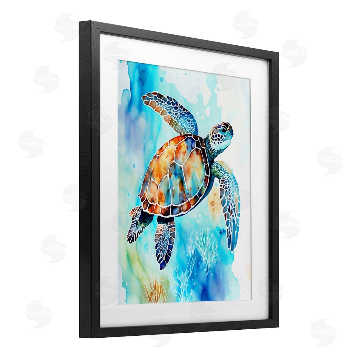 LSR Creative Studio Watercolor Style Sea Turtle Canvas Wall Art Print