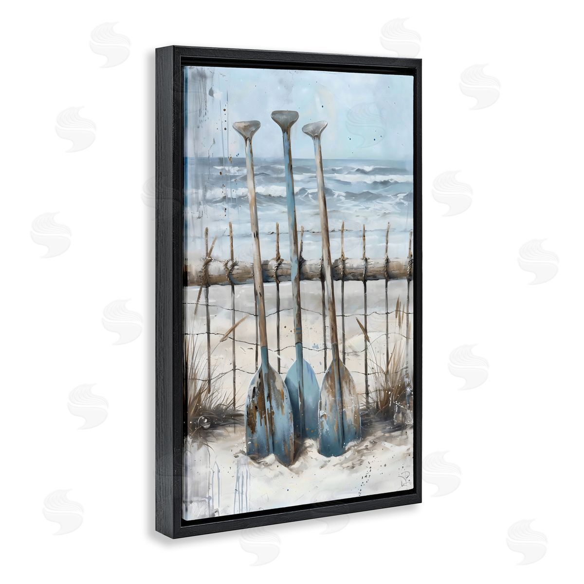 LSR Creative Studio Summer Oars Against Fence Canvas Wall Art Print