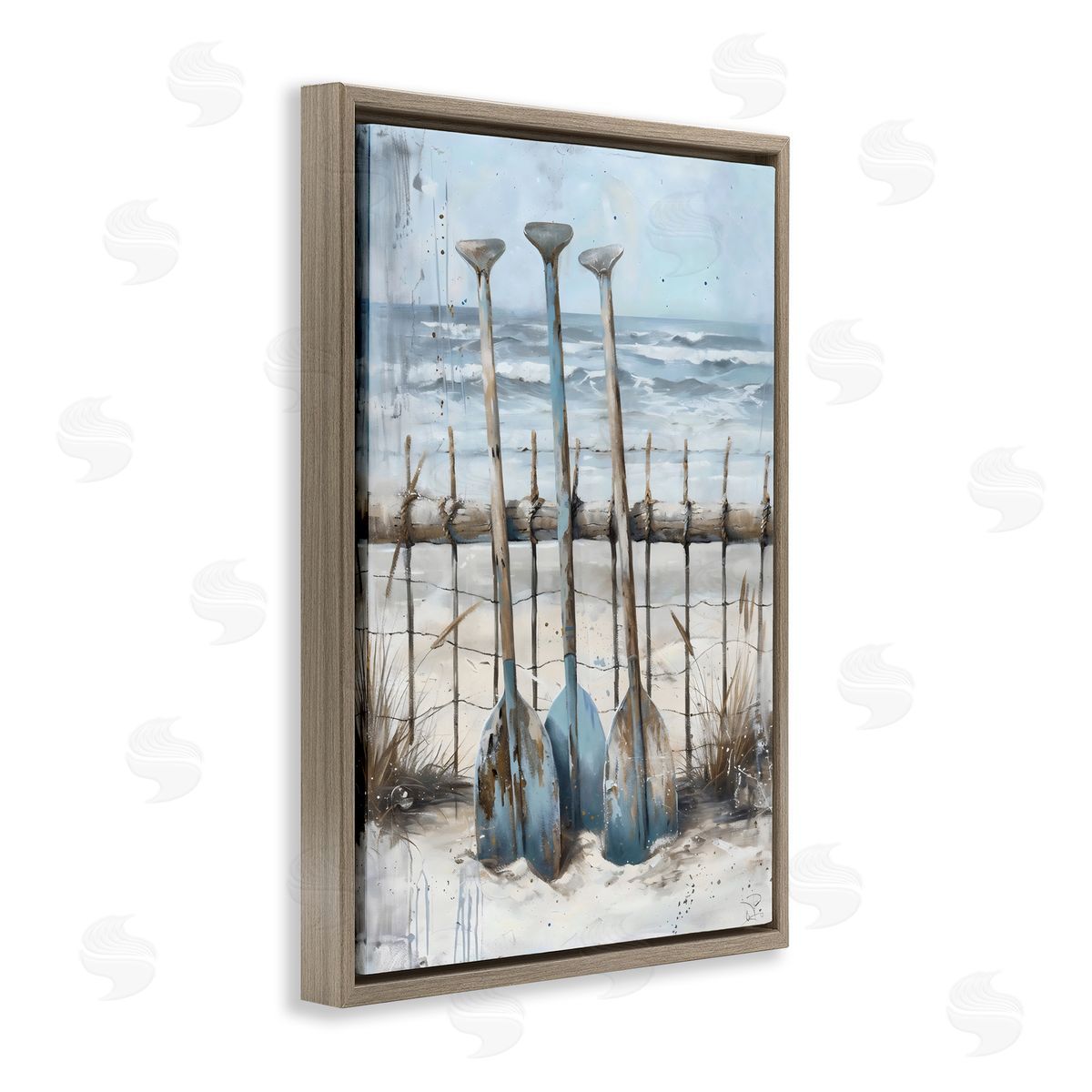 LSR Creative Studio Summer Oars Against Fence Canvas Wall Art Print