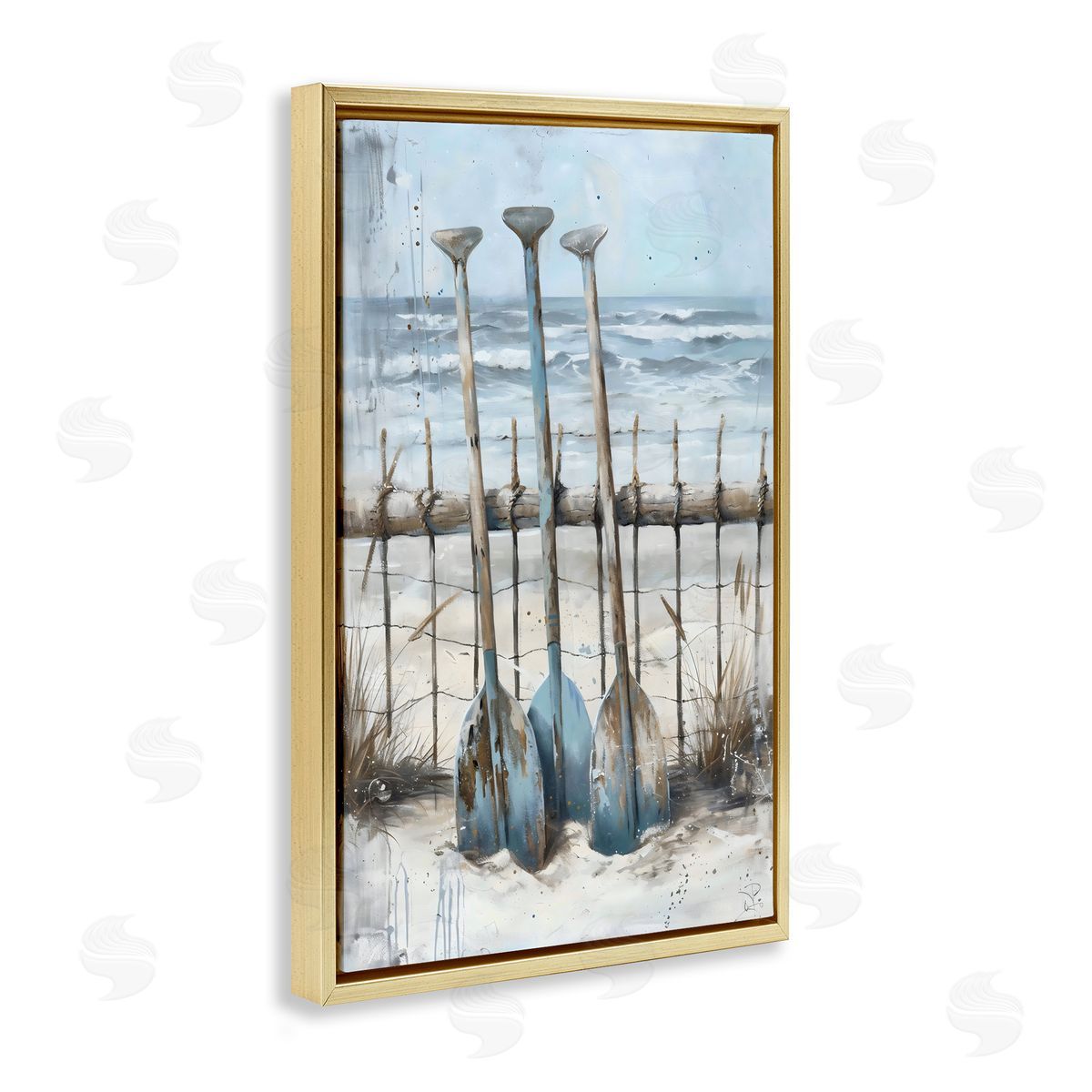LSR Creative Studio Summer Oars Against Fence Canvas Wall Art Print