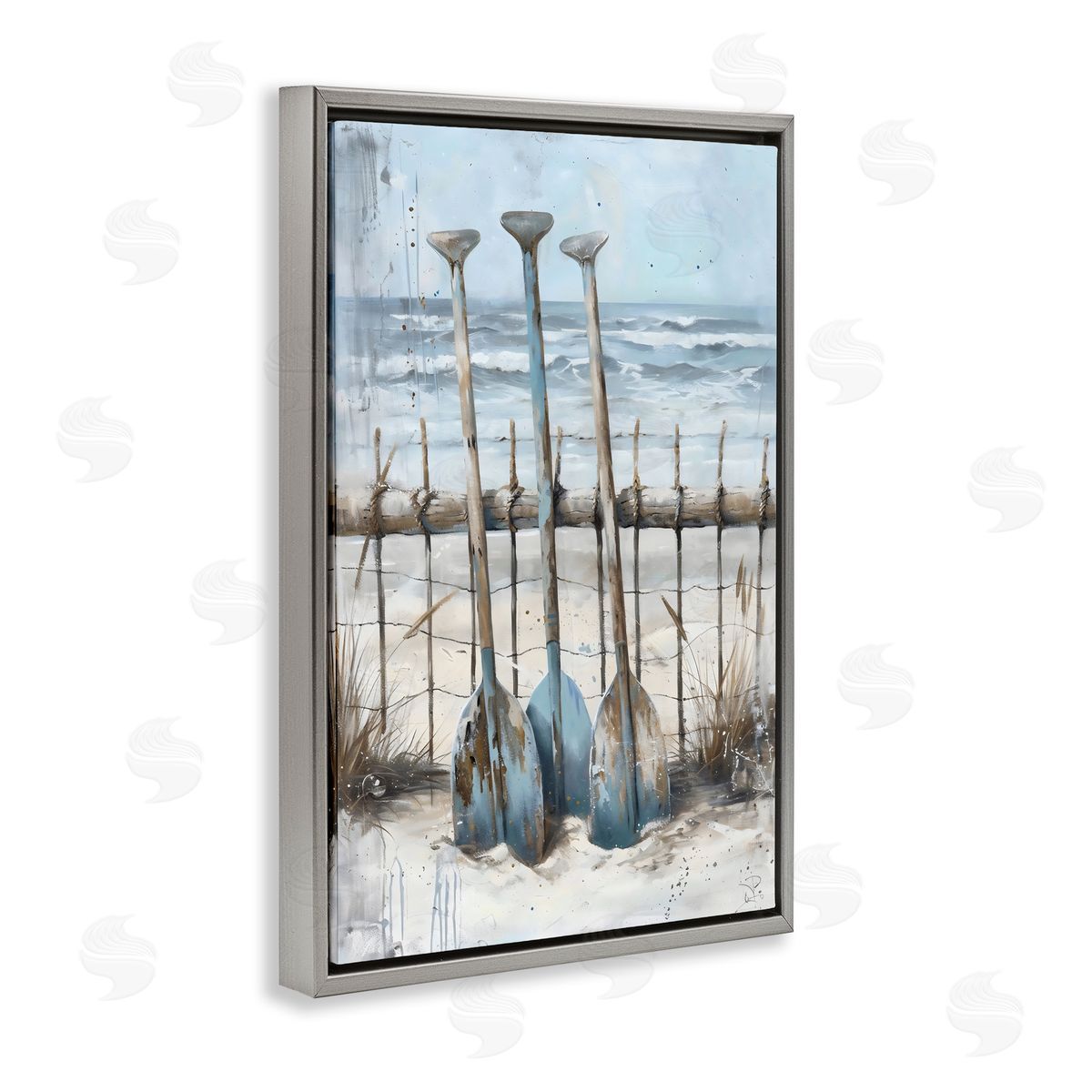 LSR Creative Studio Summer Oars Against Fence Canvas Wall Art Print