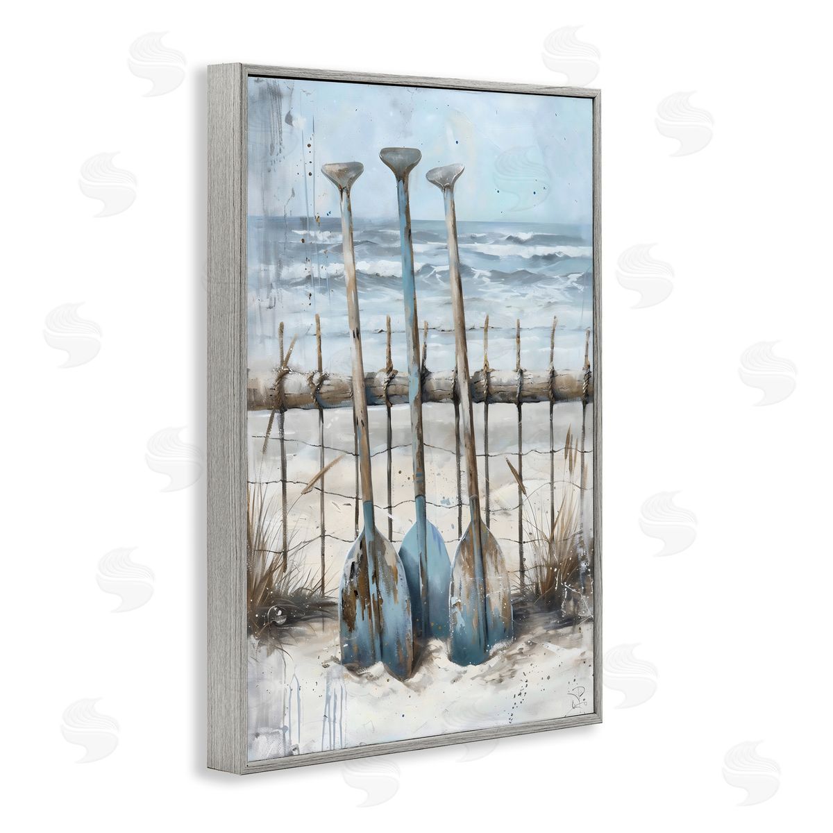 LSR Creative Studio Summer Oars Against Fence Canvas Wall Art Print