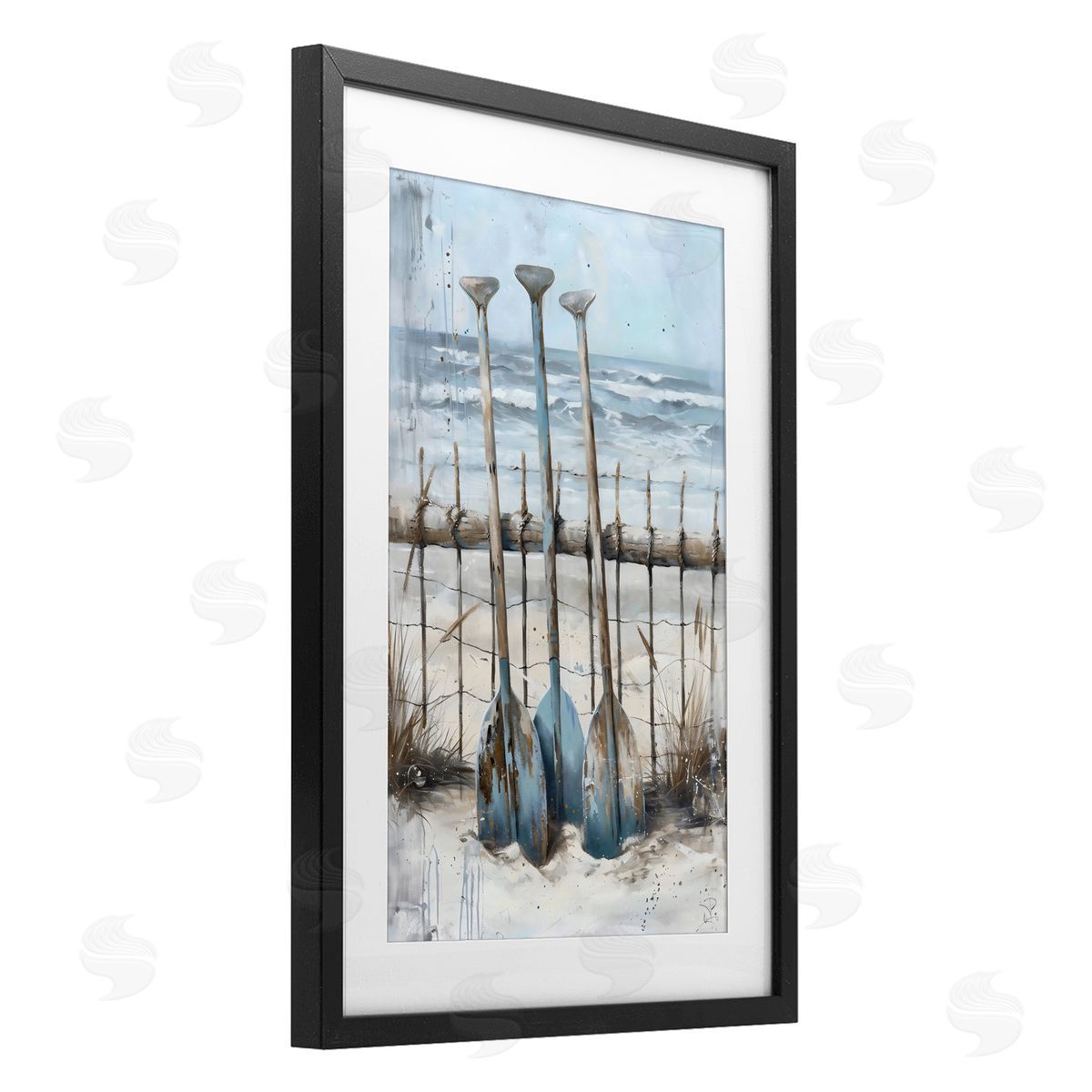 LSR Creative Studio Summer Oars Against Fence Canvas Wall Art Print