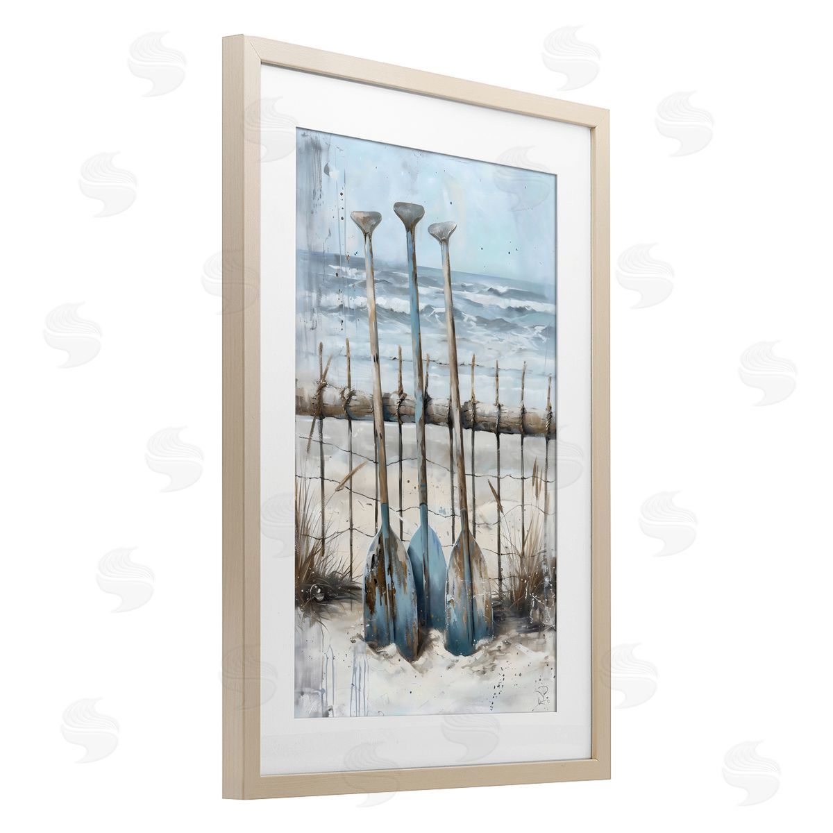 LSR Creative Studio Summer Oars Against Fence Canvas Wall Art Print
