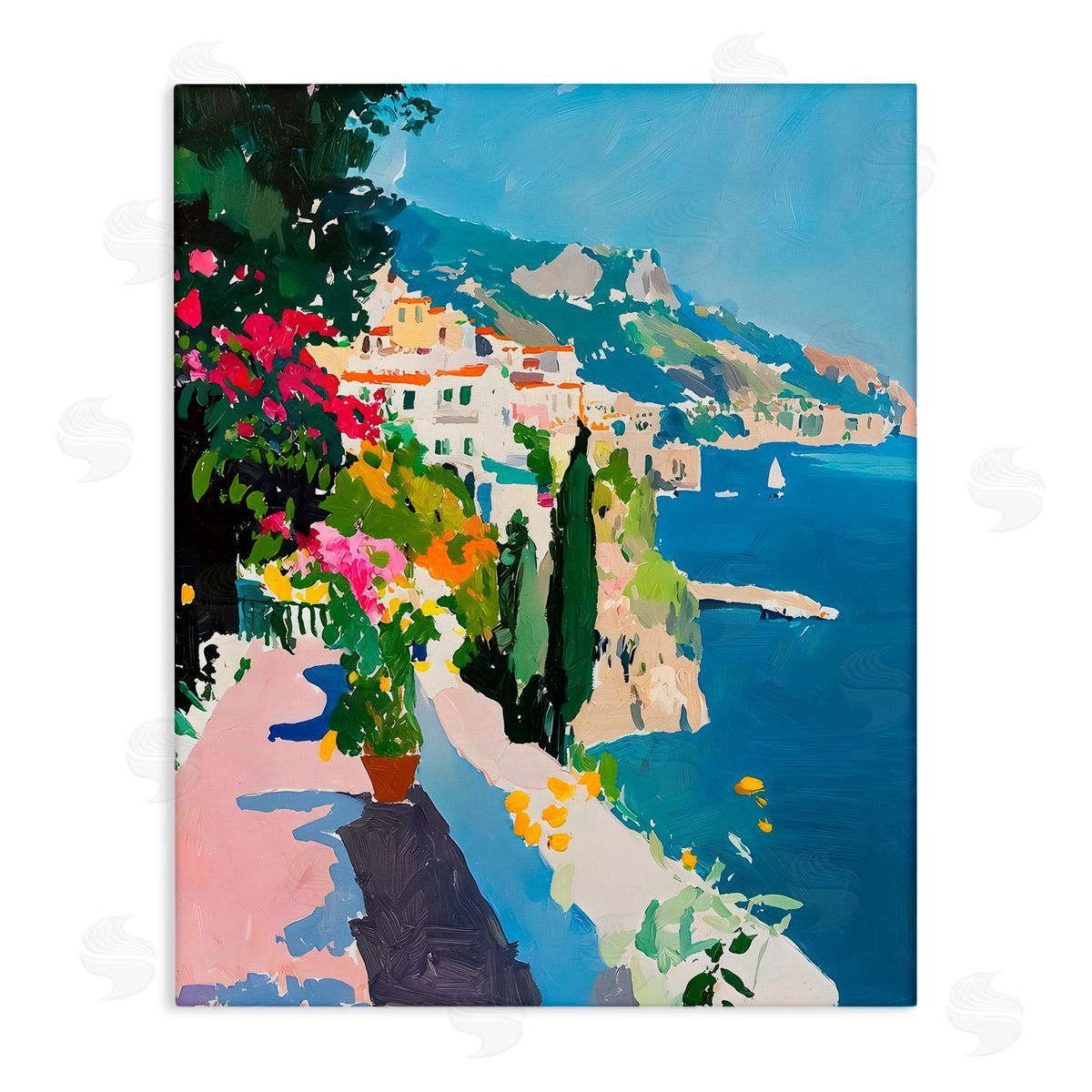 Riley B Coastal Italian Balcony Canvas Wall Art Print