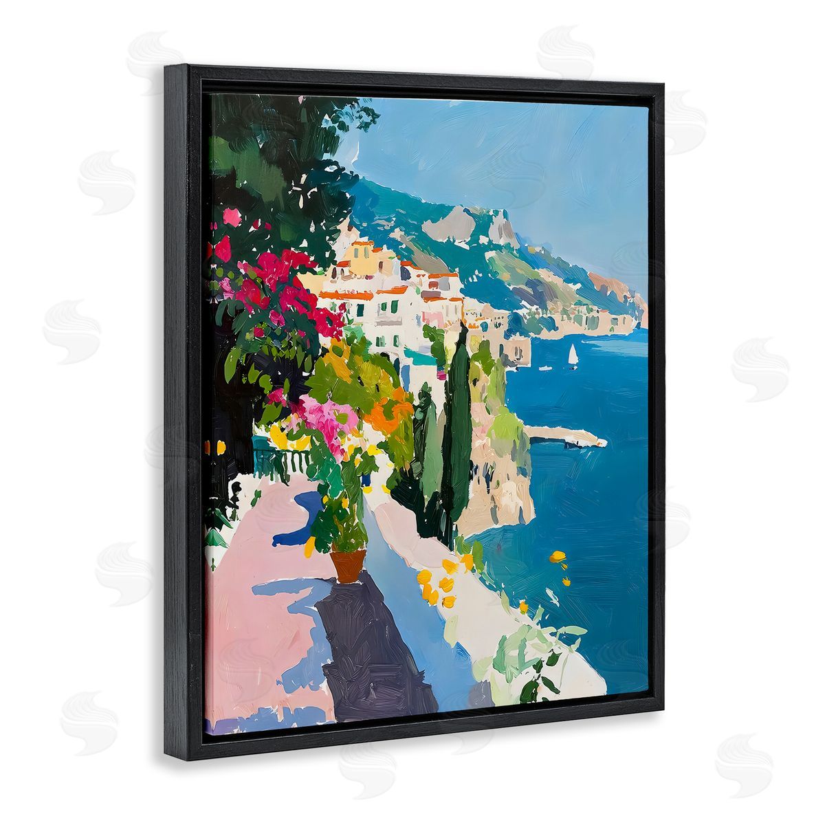 Riley B Coastal Italian Balcony Canvas Wall Art Print