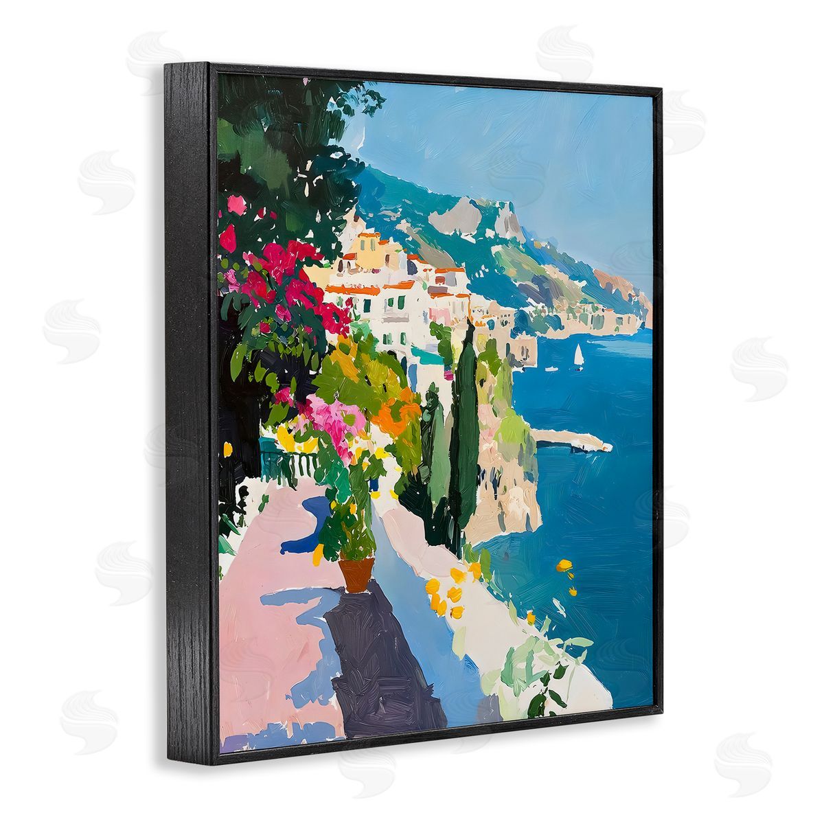Riley B Coastal Italian Balcony Canvas Wall Art Print