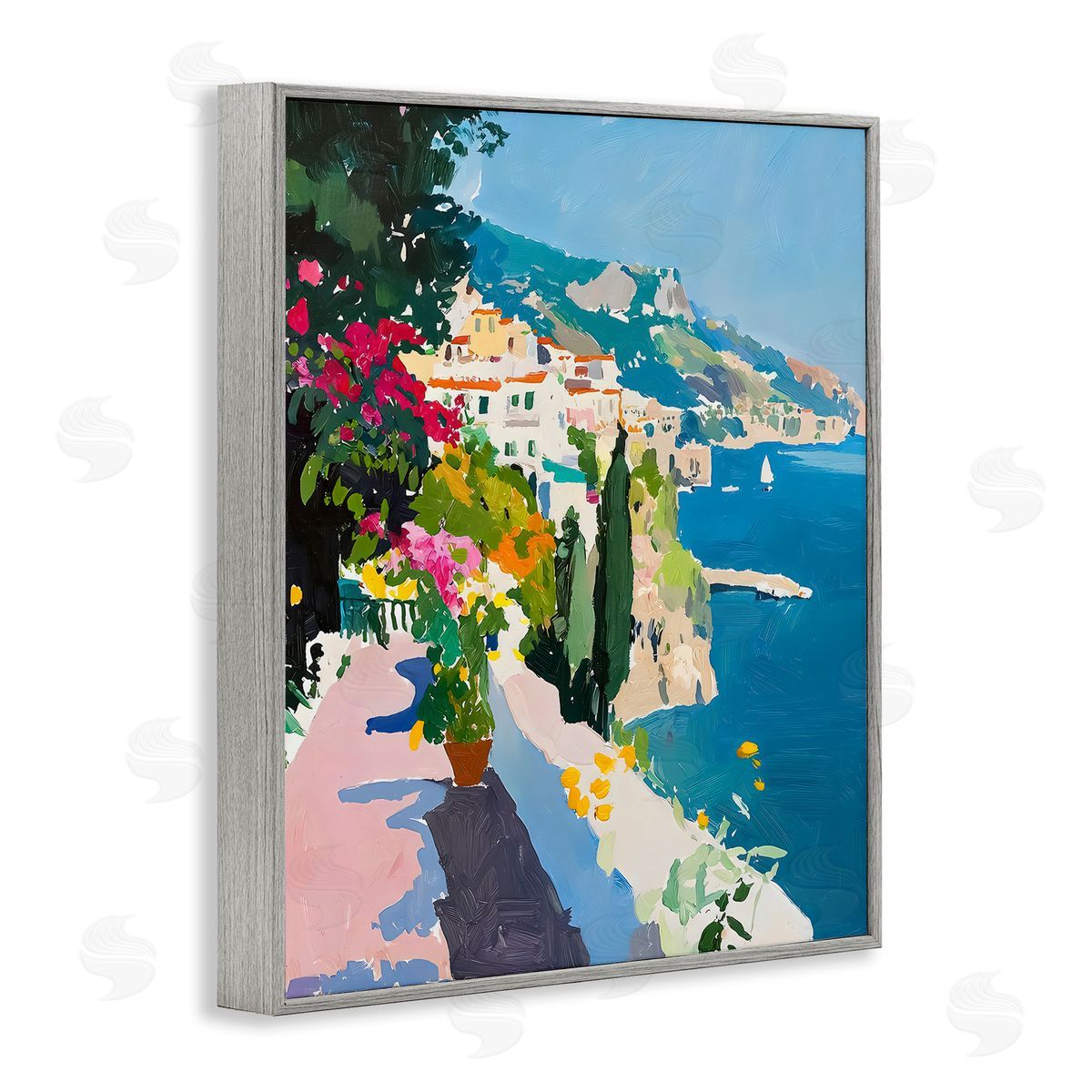 Riley B Coastal Italian Balcony Canvas Wall Art Print