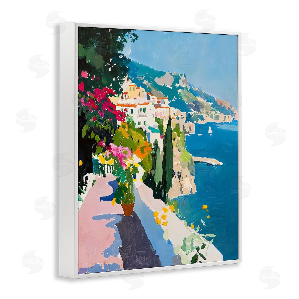 Riley B Coastal Italian Balcony Canvas Wall Art Print