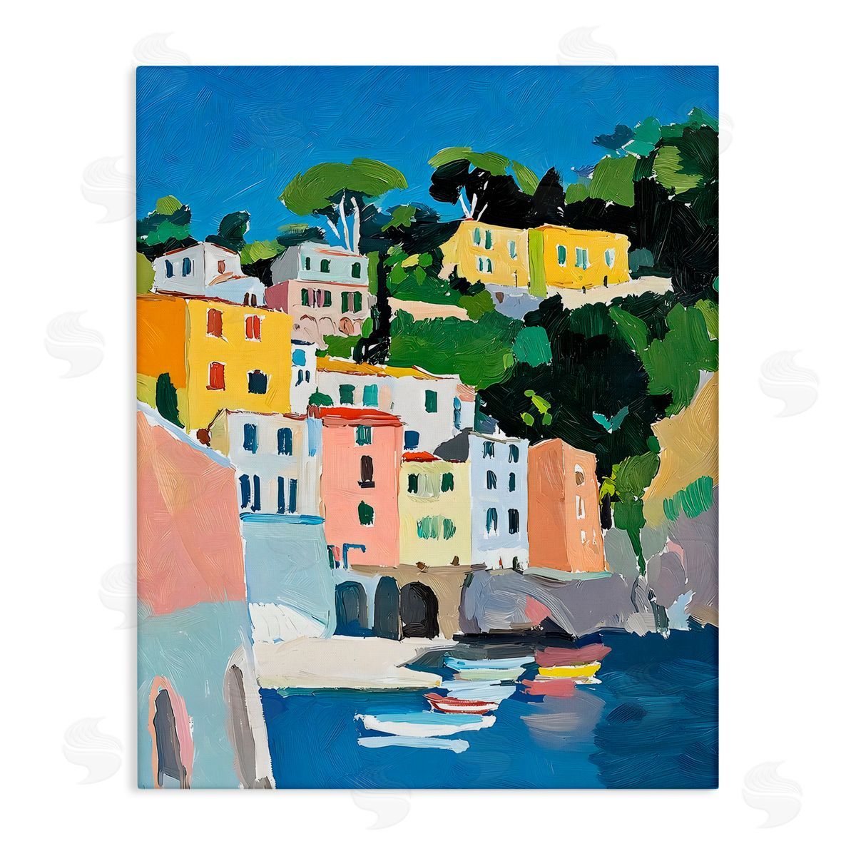 Riley B Coastal Italian City Buildings Canvas Wall Art Print