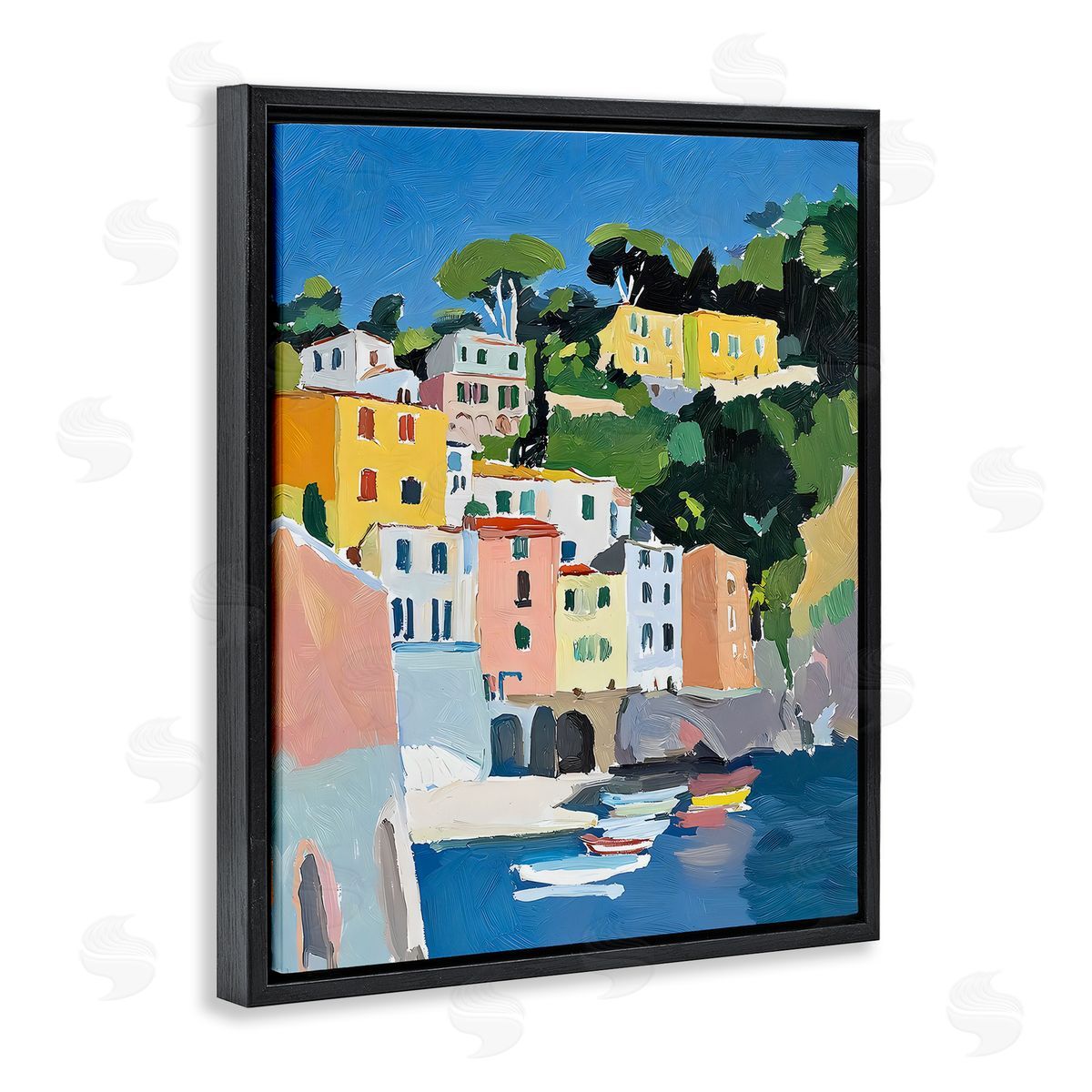 Riley B Coastal Italian City Buildings Canvas Wall Art Print