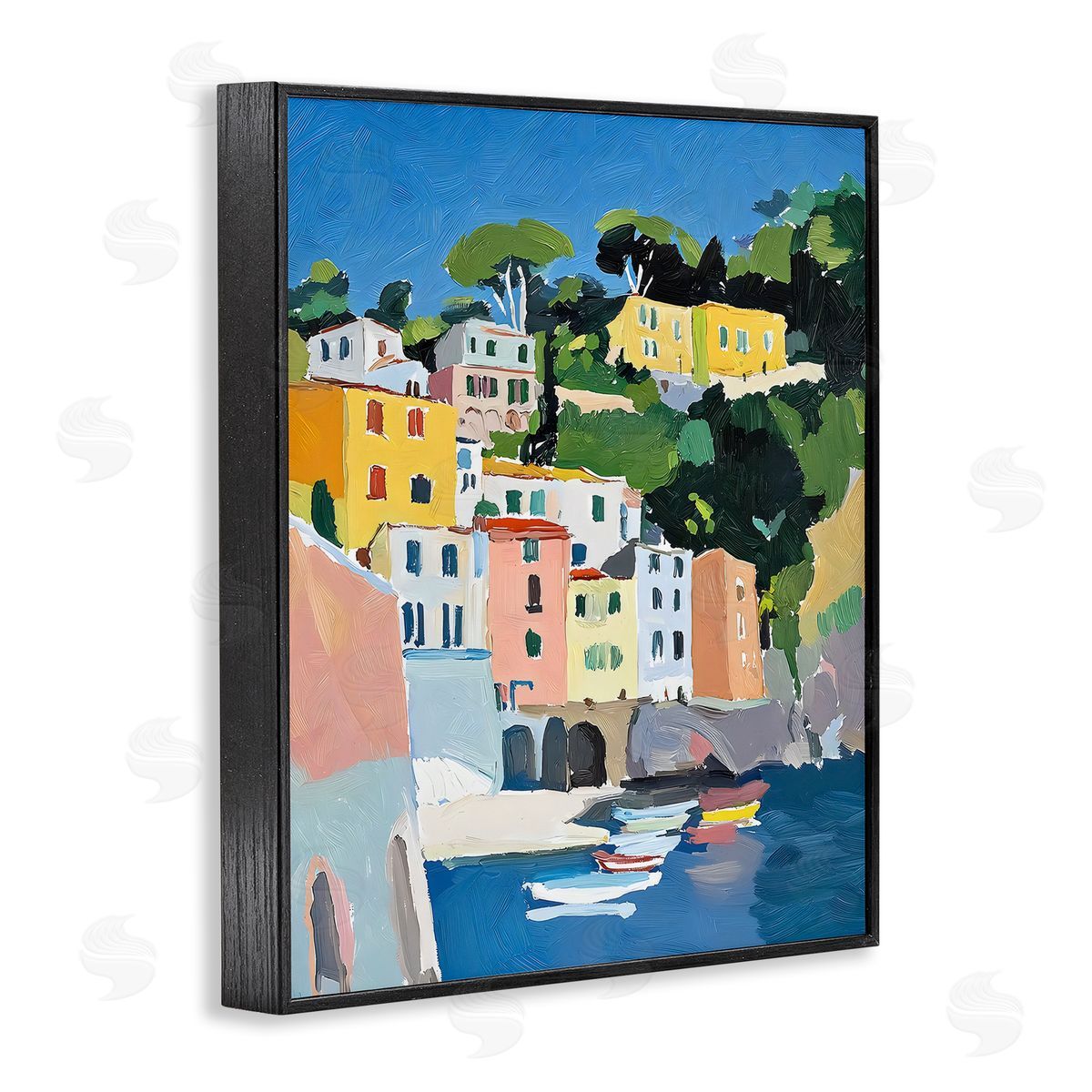 Riley B Coastal Italian City Buildings Canvas Wall Art Print