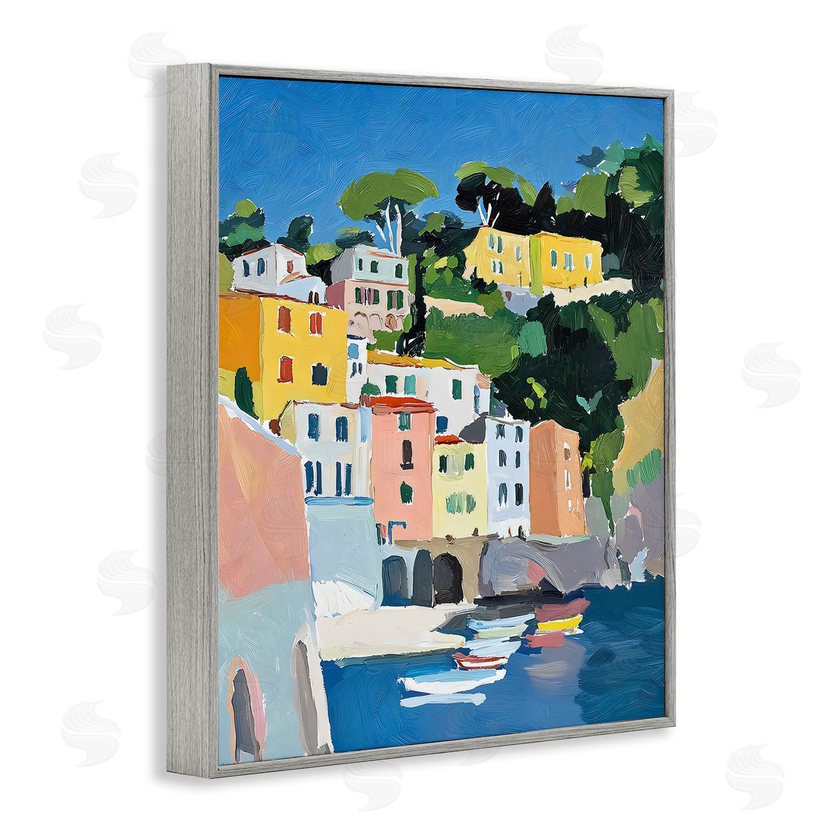 Riley B Coastal Italian City Buildings Canvas Wall Art Print