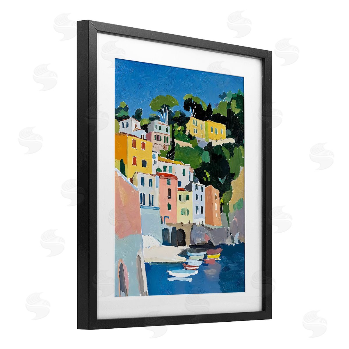 Riley B Coastal Italian City Buildings Canvas Wall Art Print