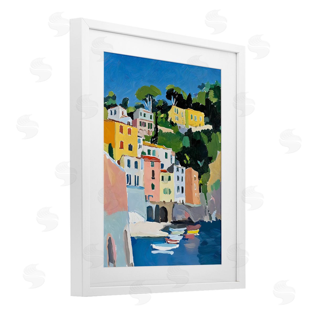Riley B Coastal Italian City Buildings Canvas Wall Art Print