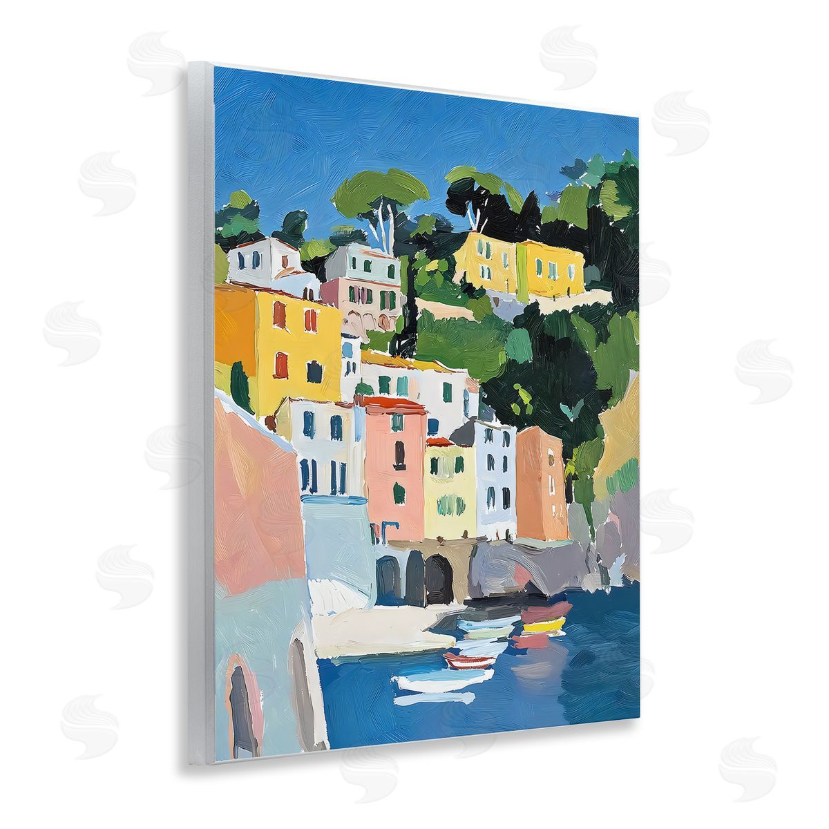 Riley B Coastal Italian City Buildings Canvas Wall Art Print