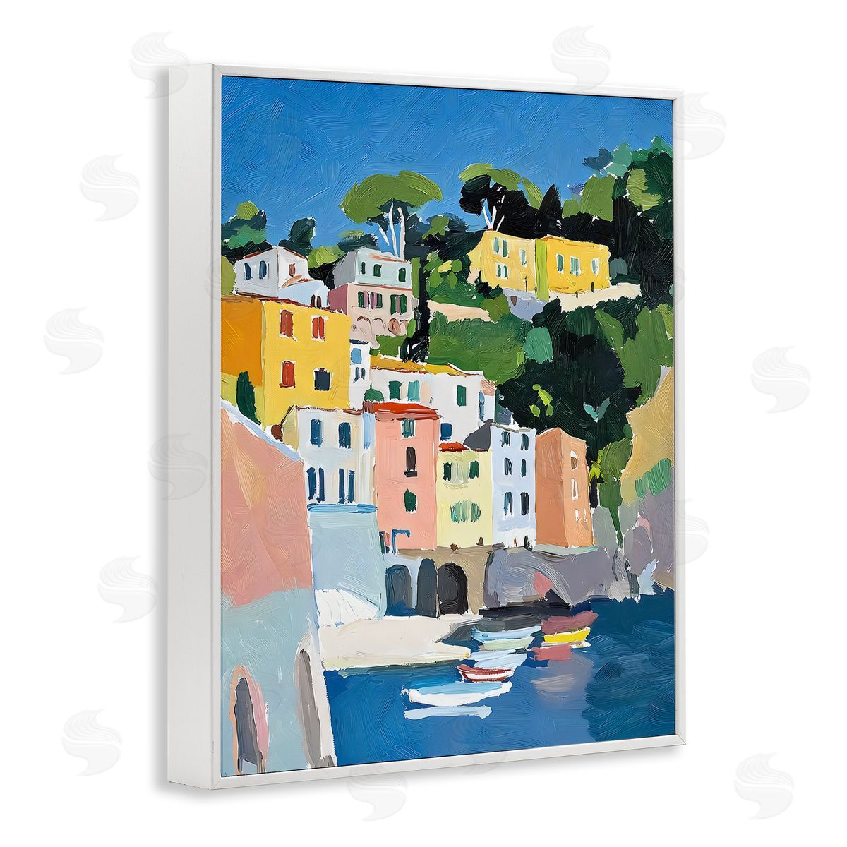 Riley B Coastal Italian City Buildings Canvas Wall Art Print