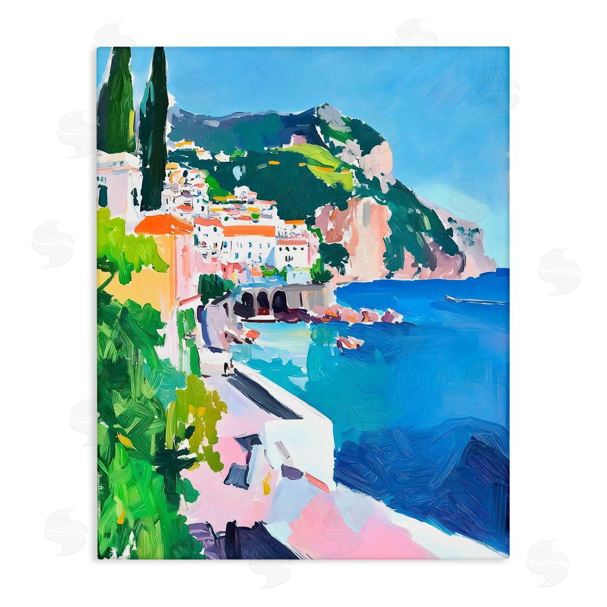 Riley B Colorful Italian Coast Canvas Wall Art Print