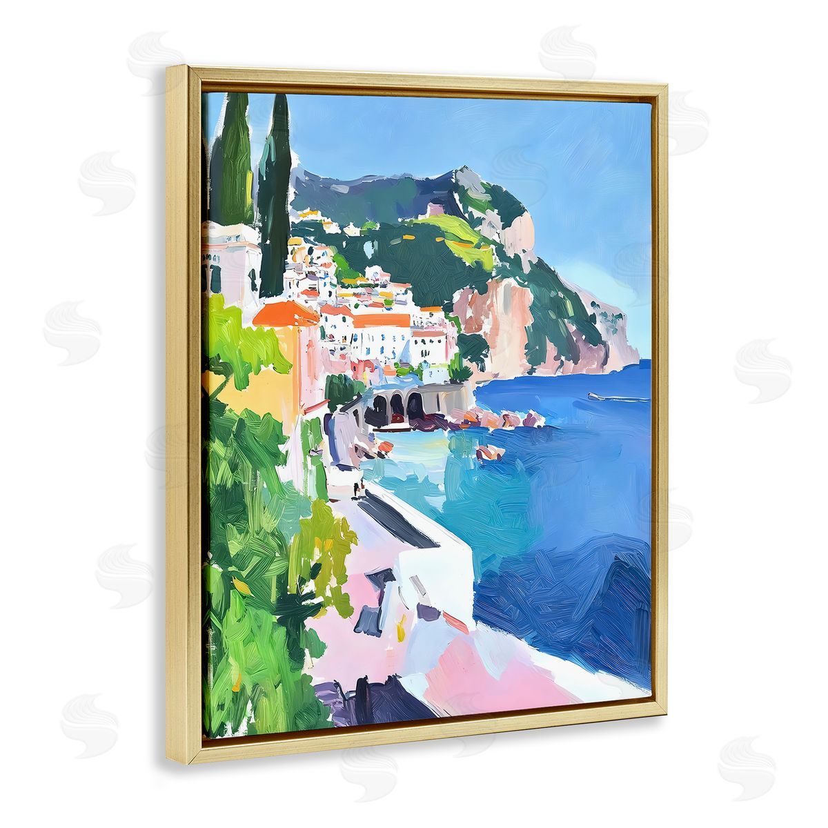 Riley B Colorful Italian Coast Canvas Wall Art Print