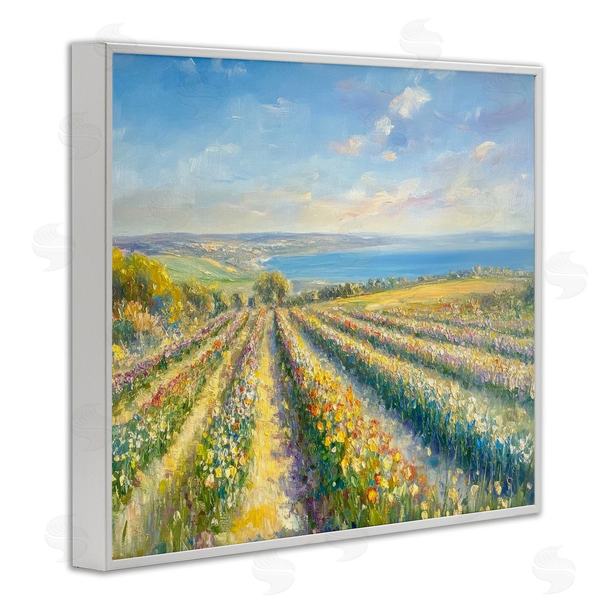 Petal Prints Design Rows Of Flowers Landscape Canvas Wall Art Print