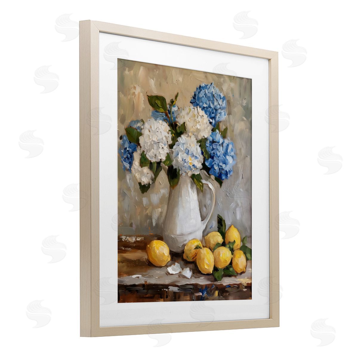 LSR Creative Studio Hydrangeas and Citrus Still Life Canvas Wall Art Print