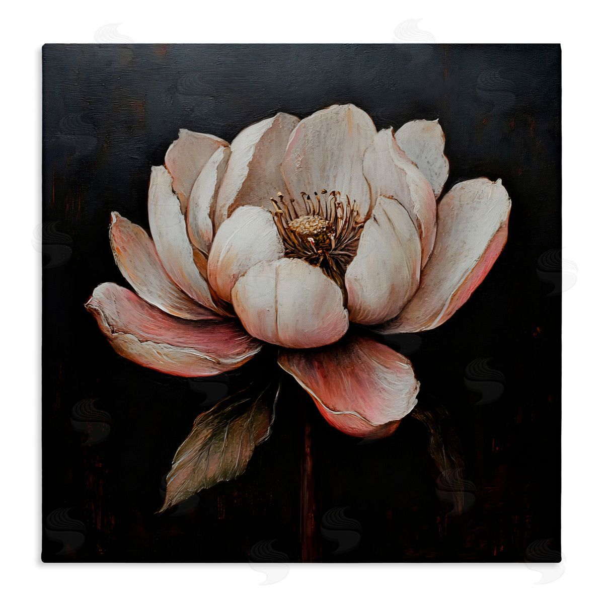 LSR Creative Studio Vintage Lotus Flower Canvas Wall Art Print