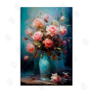 LSR Creative Studio | Blue Vase with Pink Roses