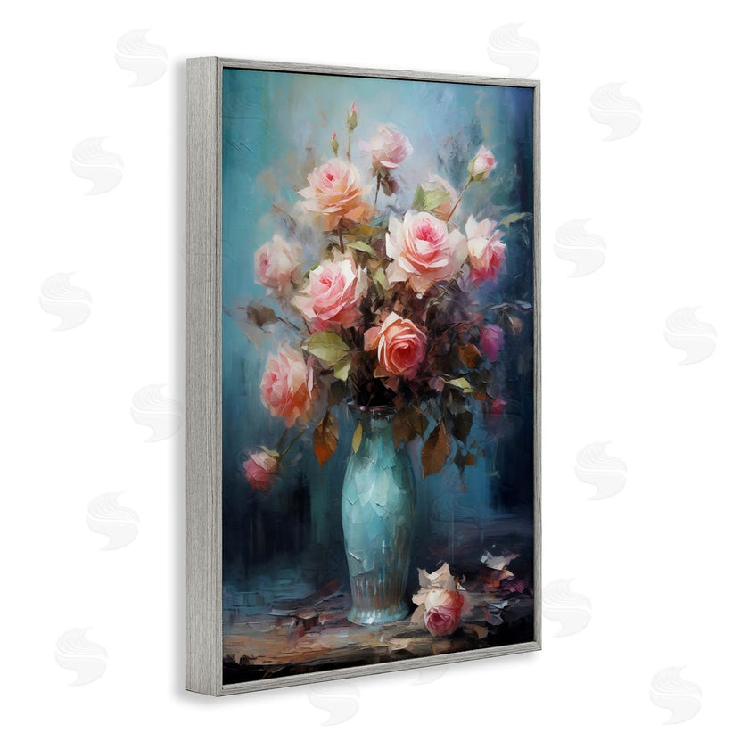 LSR Creative Studio | Blue Vase with Pink Roses