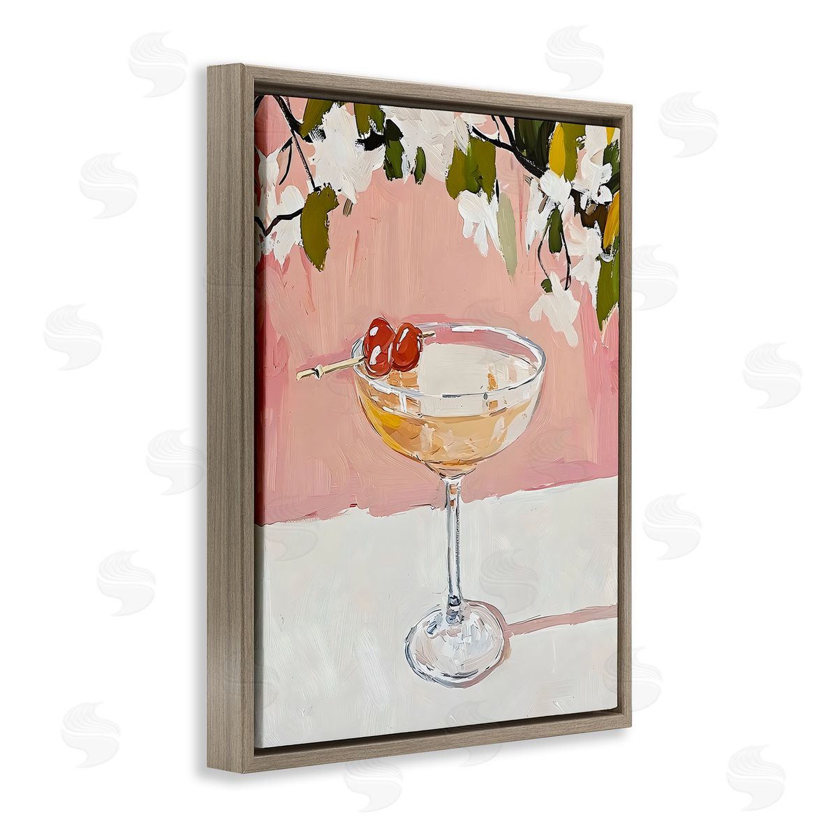 Riley B Pink Cocktail with Apple Blossoms Canvas Wall Art Print